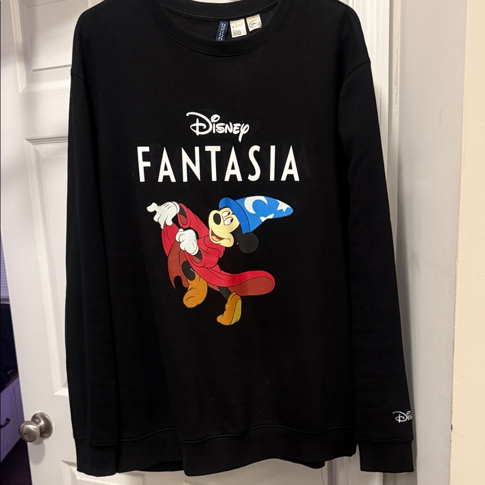 H&M Black Fantasia Mickey Mouse Graphic Crewneck Sweatshirt